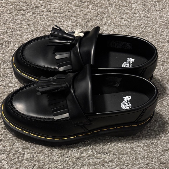 Dr. Martens Black Tassel Platform Loafers with Yellow Stitching - Picture 5 of 8